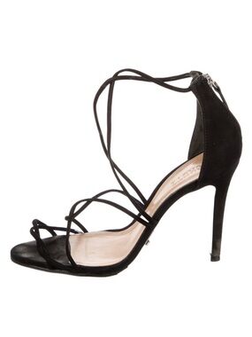 SCHUTZ Black Suede Strappy Lace-Up Heels